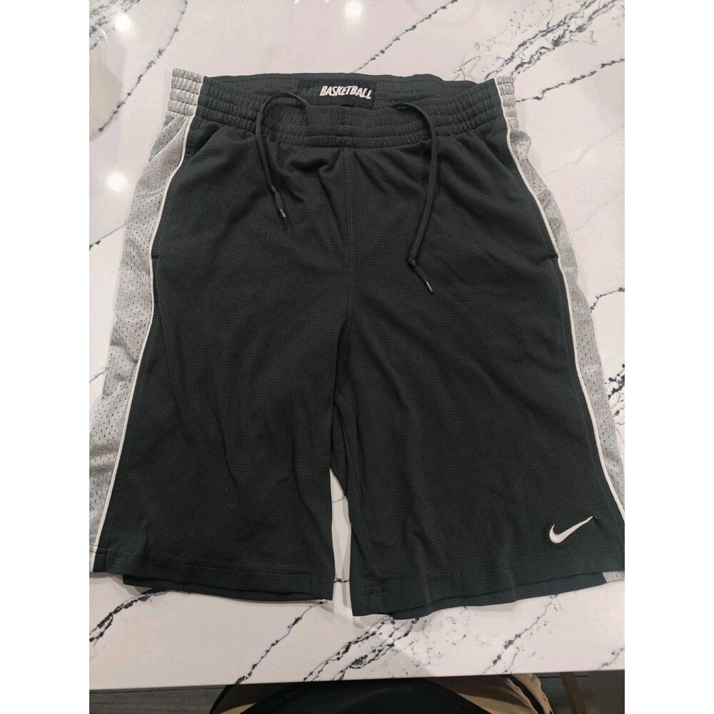 Vintage Y2K Baggy Nike Basketball Shorts Black Grey XL Two Tone Embroidered